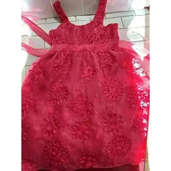 Rare Editions Hot Pink Tulle Size 7 Formal Dress Flower Girl Wedding Dress Up - Picture 7 of 9